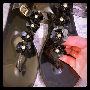 Kate spade black jelly flowers sandals